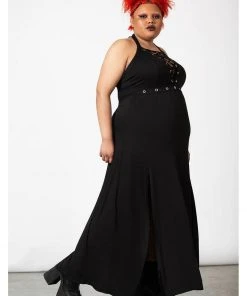 New In Killstar Tristania Maxi Halter Dress Black