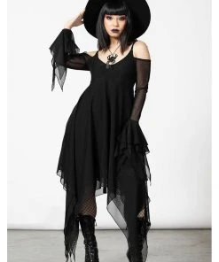Killstar Omen Crush Mesh Dress Black New In