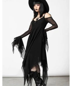 Killstar Omen Crush Mesh Dress Black New In