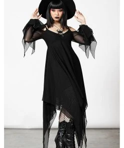Killstar Omen Crush Mesh Dress Black New In