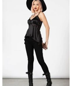 New In Killstar Zaria Satin 60's Top Black