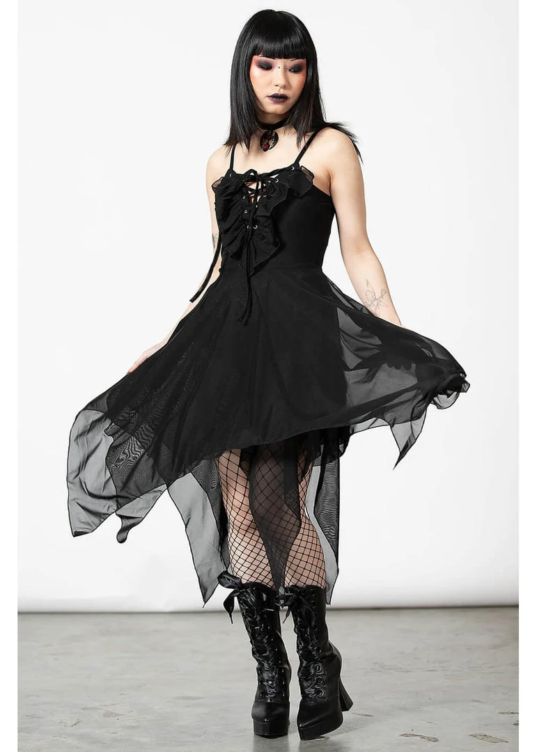 Killstar Anshee Mesh Lace-Up Dress Black