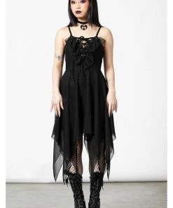 Killstar Anshee Mesh Lace-Up Dress Black