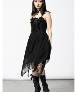 Killstar Anshee Mesh Lace-Up Dress Black