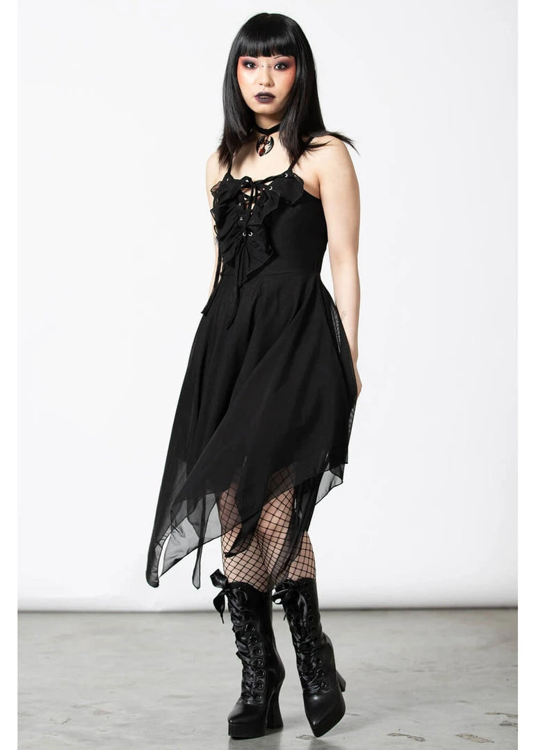Killstar Anshee Mesh Lace-Up Dress Black