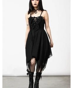 Killstar Anshee Mesh Lace-Up Dress Black