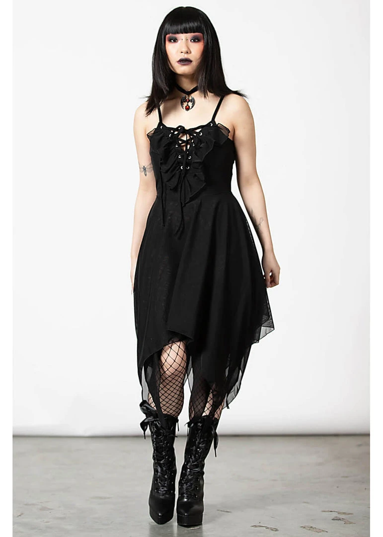 Killstar Anshee Mesh Lace-Up Dress Black