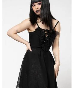 Killstar Anshee Mesh Lace-Up Dress Black