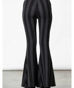 New In Killstar Inferno Room Stripe 70's Flare Trousers Grey