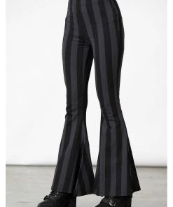 New In Killstar Inferno Room Stripe 70's Flare Trousers Grey