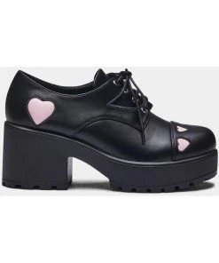 Koi Footwear Tennin Heart Plateau Shoes Black New In