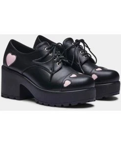 Koi Footwear Tennin Heart Plateau Shoes Black New In