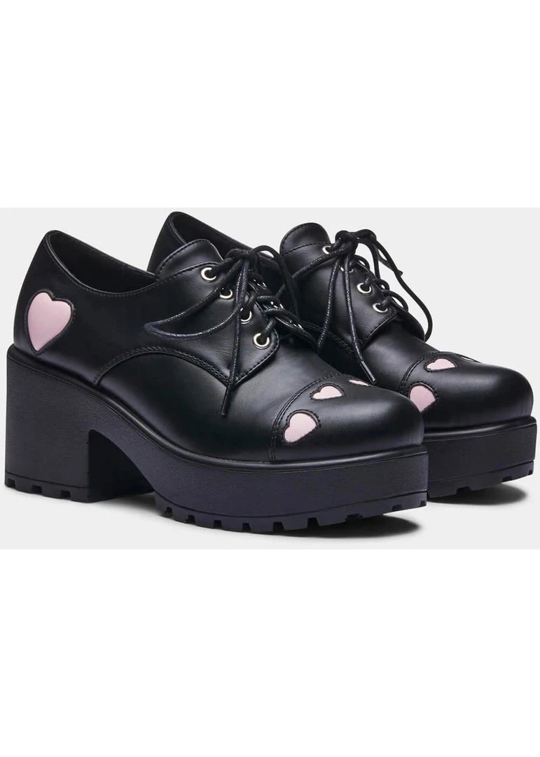 Koi Footwear Tennin Heart Plateau Shoes Black New In