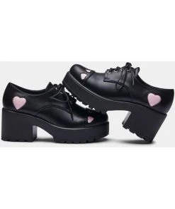 Koi Footwear Tennin Heart Plateau Shoes Black New In