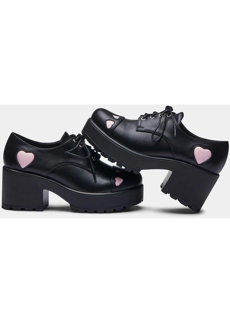 Koi Footwear Tennin Heart Plateau Shoes Black New In