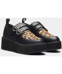 Koi Footwear Savage Heart Leopard Creepers Black New In