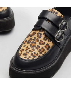 Koi Footwear Savage Heart Leopard Creepers Black New In