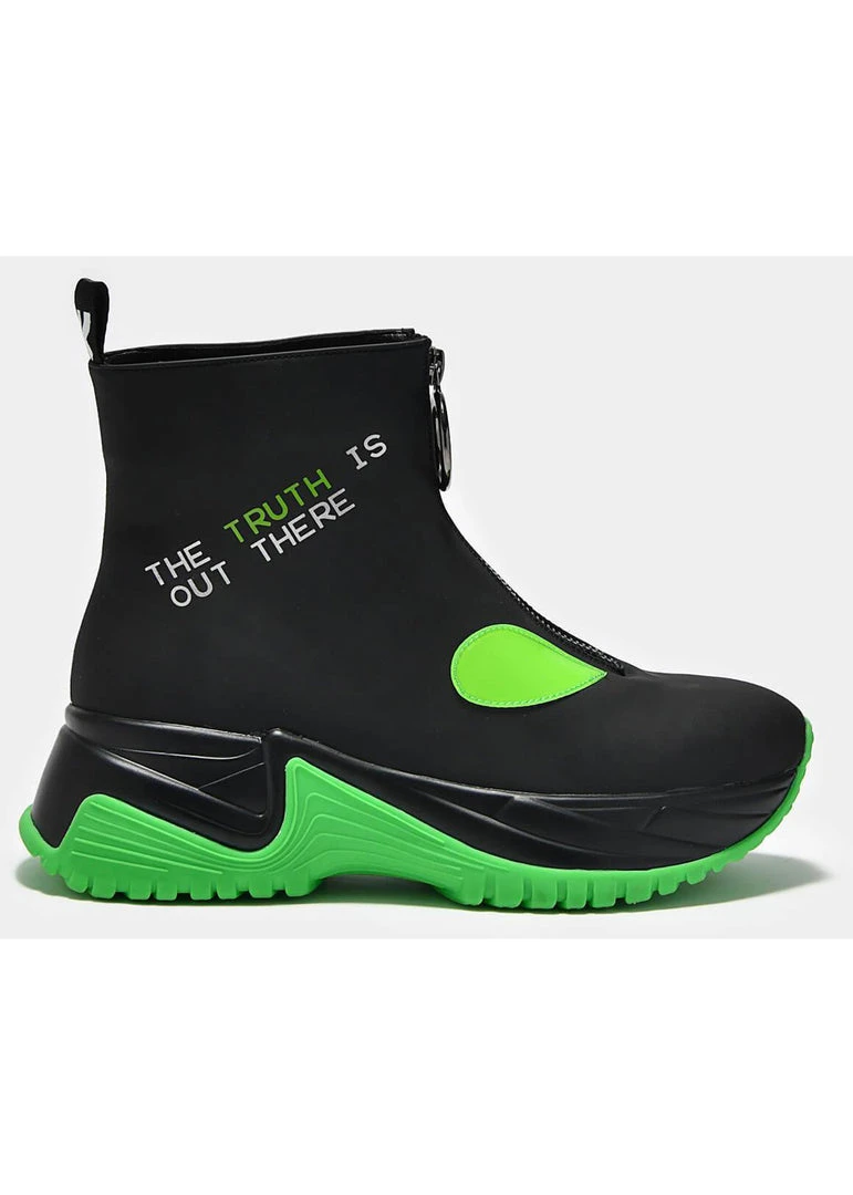 New In Koi Footwear Terrestrial Truth Alien 80's Boots Black Green