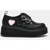 Koi Footwear Pothos Heart Platform Creepers Black Pink