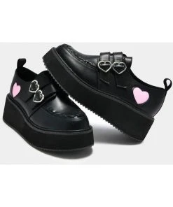 Koi Footwear Pothos Heart Platform Creepers Black Pink