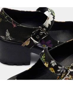 New In Koi Footwear Tira Floral Mary Janes Pumps Black