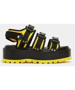 Koi Footwear Asteroid Matrix 80's Sandals Black Yellow