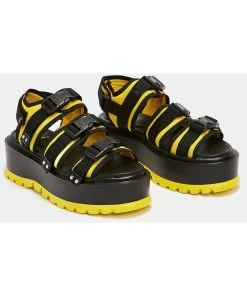 Koi Footwear Asteroid Matrix 80's Sandals Black Yellow