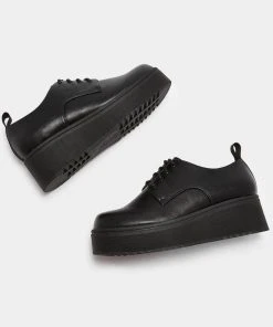 New In Koi Footwear Ramit PU Platform Creepers Black