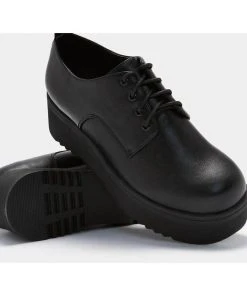 New In Koi Footwear Ramit PU Platform Creepers Black