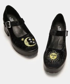 Koi Footwear Della Witchy Moon Velvet Mary Janes 60's Pumps Black New In