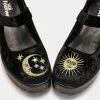 Koi Footwear Della Witchy Moon Velvet Mary Janes 60's Pumps Black New In