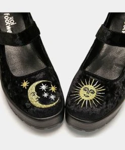 Koi Footwear Della Witchy Moon Velvet Mary Janes 60's Pumps Black New In