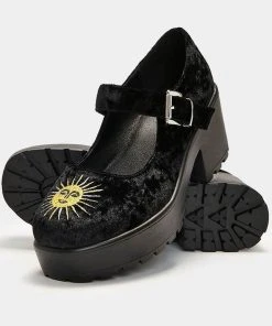 Koi Footwear Della Witchy Moon Velvet Mary Janes 60's Pumps Black New In