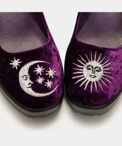Koi Footwear Della Witchy Moon Mary Janes Velvet 60's Pumps Purple New In