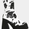 New In Koi Footwear Holy Cow 70's Platform Boot Black White