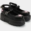 Koi Footwear Warrior Heart Platform Sandals Black Pink New In