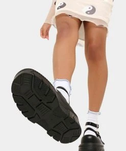 Koi Footwear Warrior Heart Platform Sandals Black Pink New In