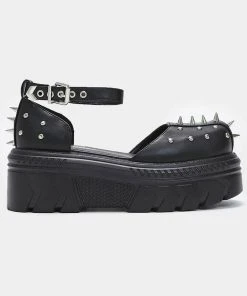 New In Koi Footwear Perfect Spike Platform Sandals Black