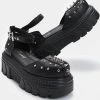 New In Koi Footwear Perfect Spike Platform Sandals Black