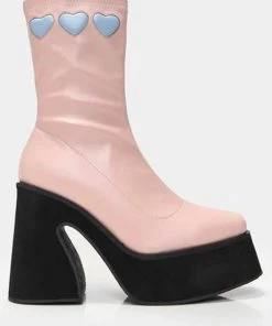 New In Koi Footwear Dolly Cloud Sweetheart 60's Boots Pink