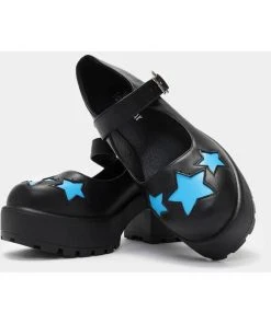 Koi Footwear Tira Polaris Stars 60's Mary Janes Black Blue