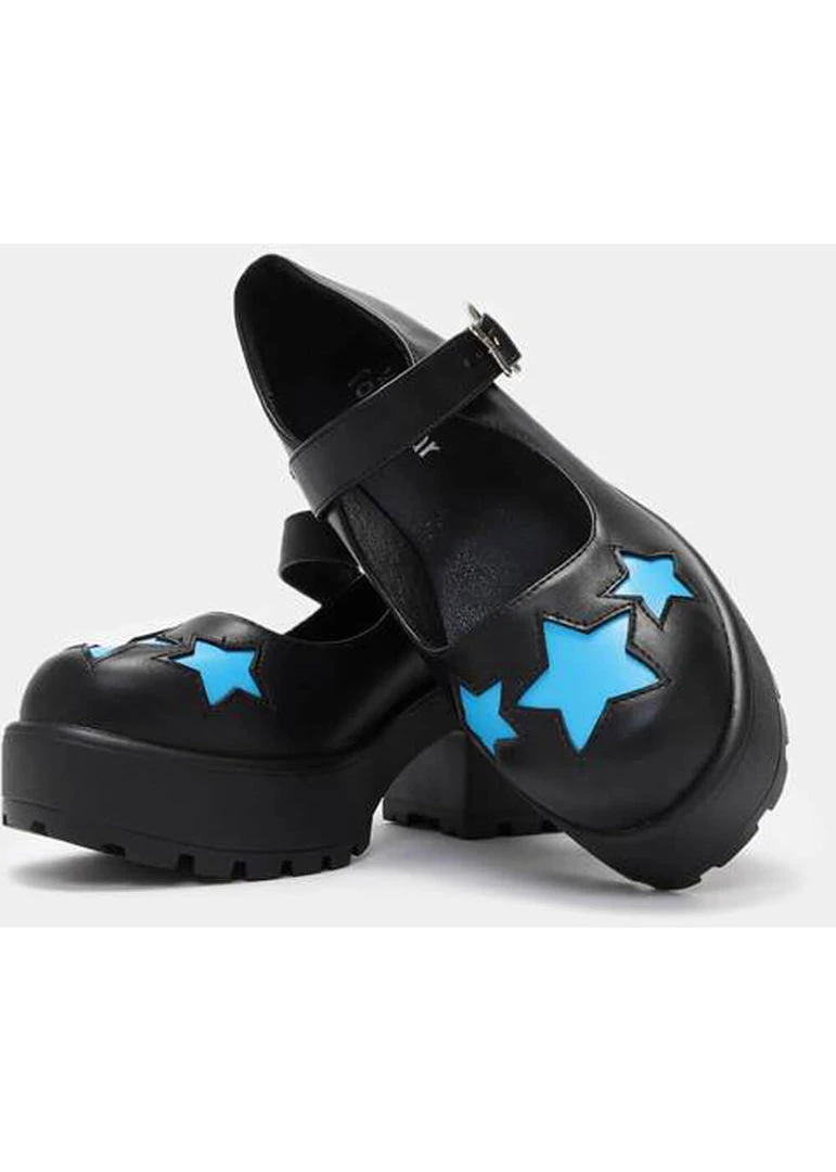 Koi Footwear Tira Polaris Stars 60's Mary Janes Black Blue