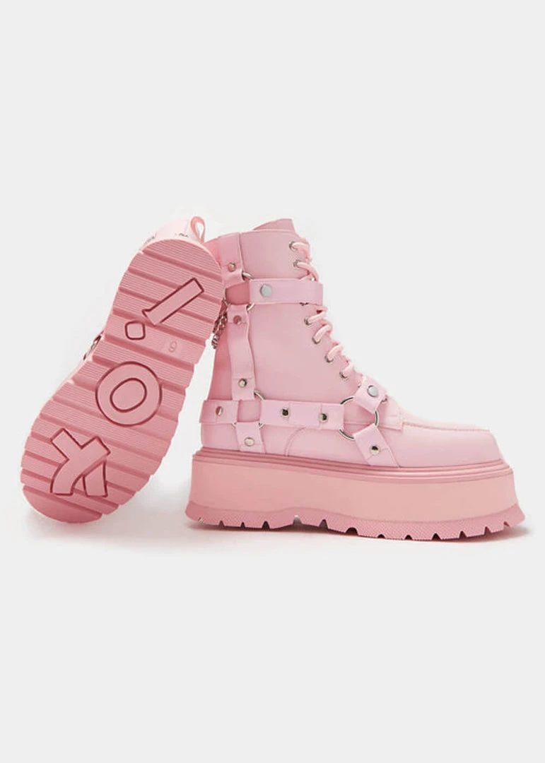 New In Koi Footwear Yami Pastel Platform Boots Pink