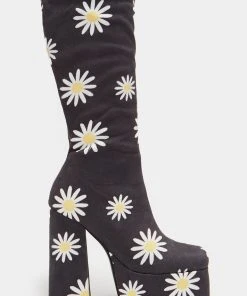 Koi Footwear Crazy Daisy 70's Platform Boots Black
