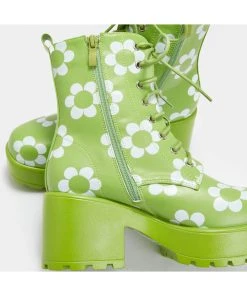 Koi Footwear Orchis Charm 60's Flower Power Boots Green New In