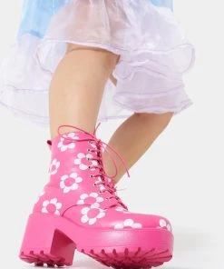 Koi Footwear Orchis Charm Flower Power 60's Boots Pink