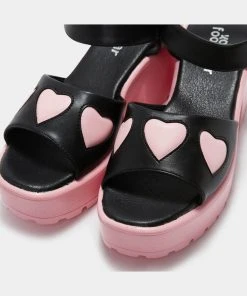 New In Koi Footwear Romance Rebel Heart Sandals Pink
