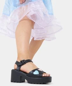 Koi Footwear Romance Rebel Heart Sandals Black New In