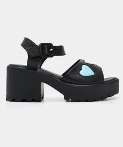 Koi Footwear Romance Rebel Heart Sandals Black New In
