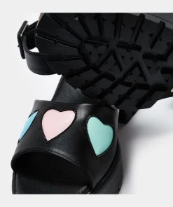 Koi Footwear Romance Rebel Heart Sandals Black New In